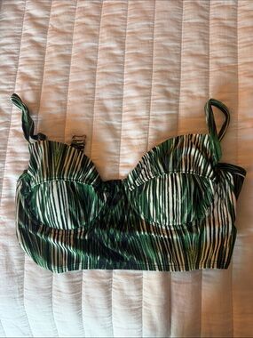 Green Striped Underwire Bikini Top